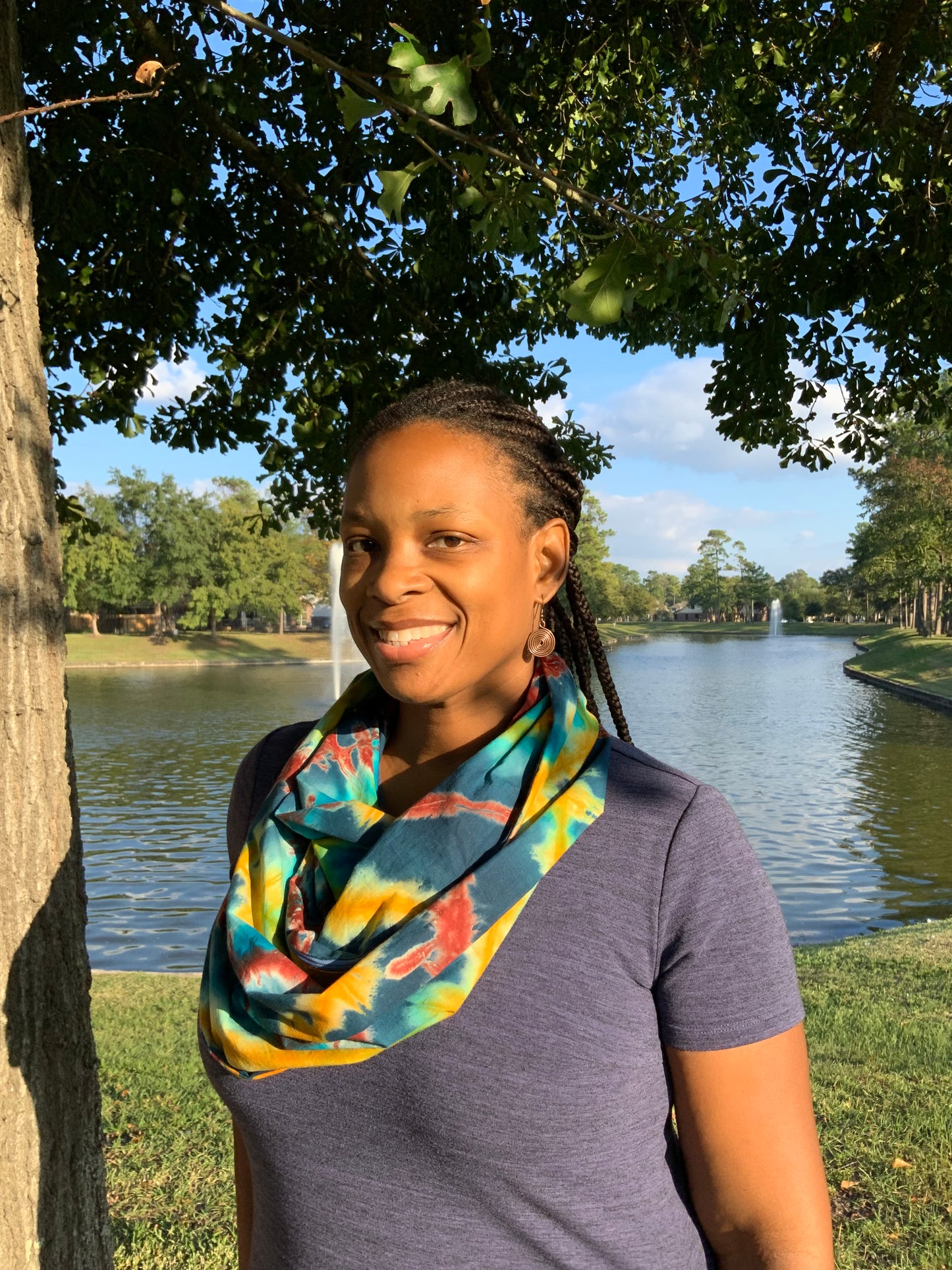 Blue Dust Hidden Pocket Batik Infinity Scarf